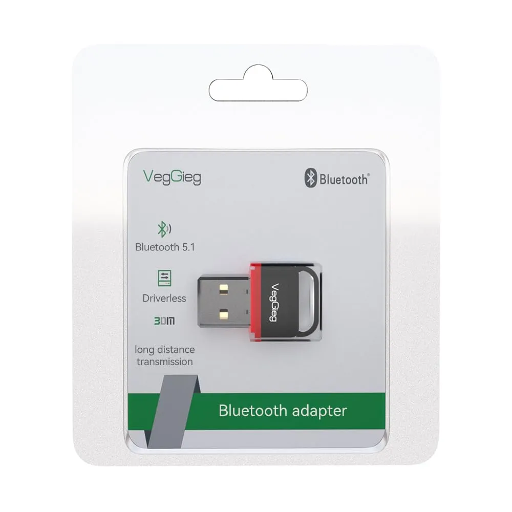 Veggieg V-UB502 Bluetooth 5.0 Adapter For Pcs, Laptops  Peripherals