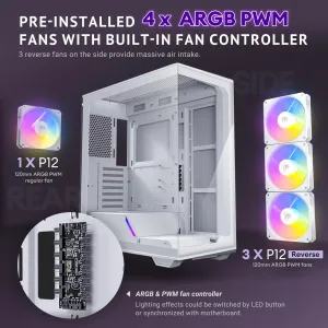 Antec C3 ARGB WHITE C3 Argb White Mid Tower Case With Tempered Glass