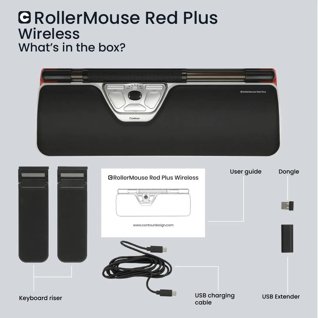 Contour CDRMRED10210 Rollermouse Red Plus - Wireless Ergonomic Mouse