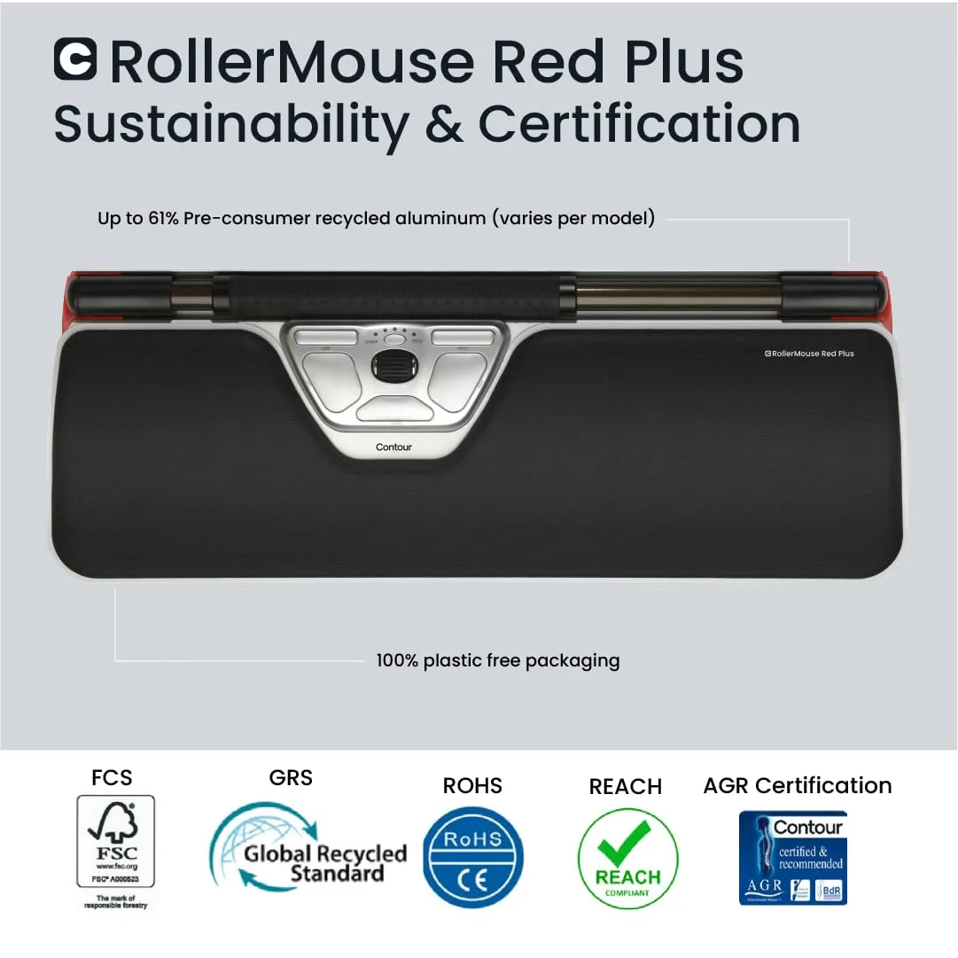 Contour CDRMRED10210 Rollermouse Red Plus - Wireless Ergonomic Mouse