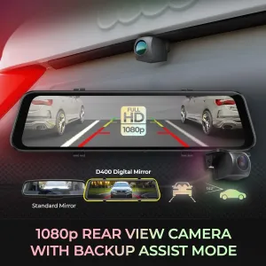 Adesso ORBIT D400 4k Dual Dash Cam With Rearview Mirror Functionality