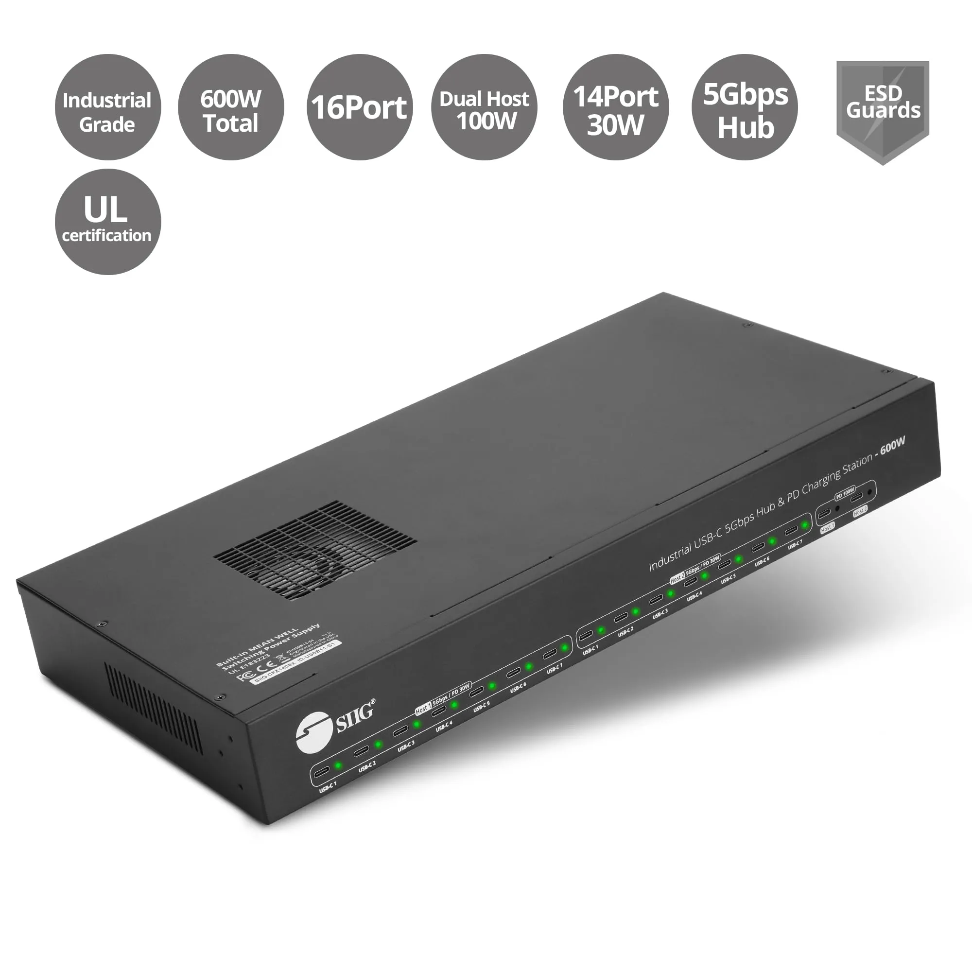 Siig ID-US0B11-S2 16-port Usb-c Pd Charging Station - 600w Power Hub