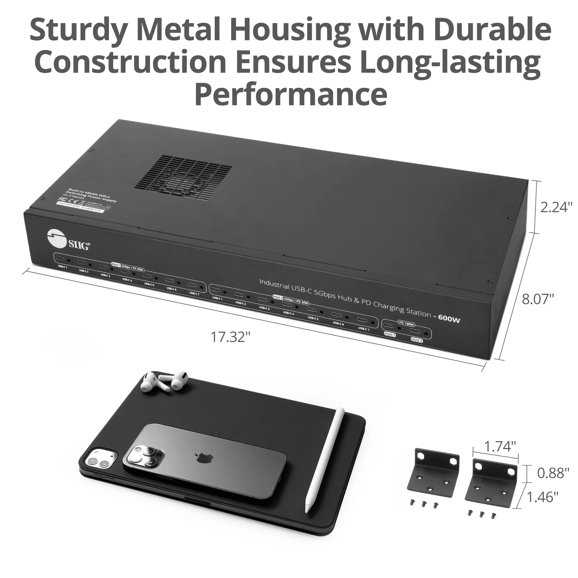 Siig ID-US0B11-S2 16-port Usb-c Pd Charging Station - 600w Power Hub