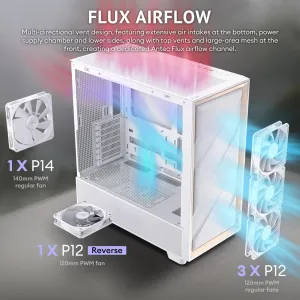 Antec FLUX WHITE Flux White Mid-tower E-atx Pc Case With Fans