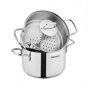 Korkmaz A1521 Perla 3 Piece 3.5 Liter Stainless Steel Casserole Steame