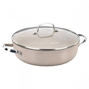 Korkmaz A1854 Granita 2.5l Nonstick Casserole With Glass Lid - Tan