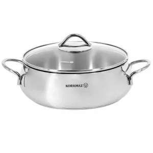 Korkmaz A1077 3.6l Stainless Steel Low Casserole, Polished Finish