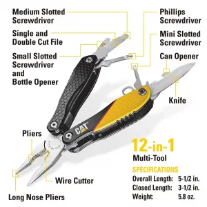 Cat 240192 12-in-1 Multitool Knife  Key Chain Gift Set