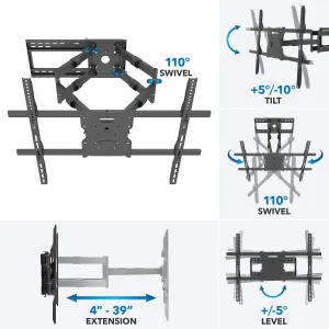 Mount-it! MI-394 Heavy Duty Tv Wall Mount With Long Extension Arms