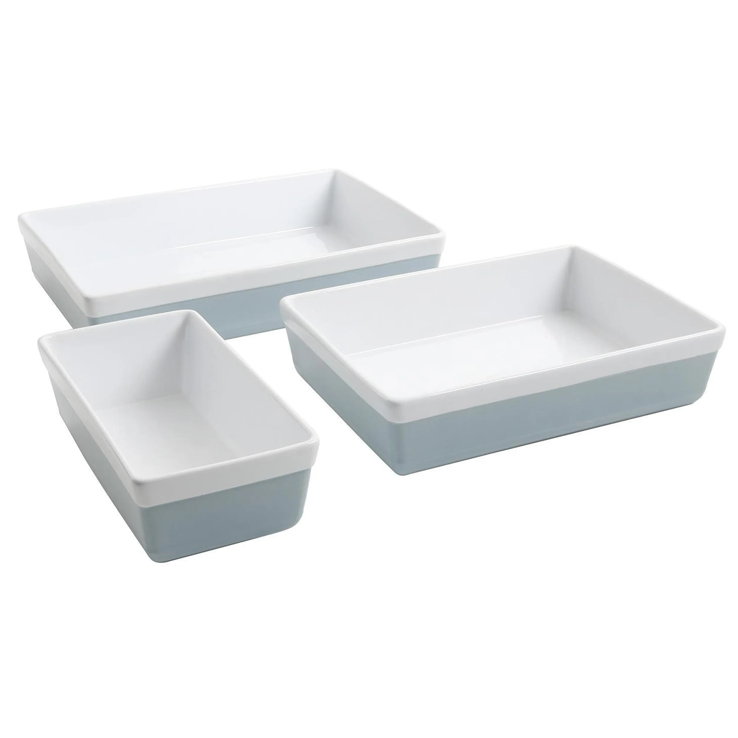 Martha 131139.03 Dual-tone 3 Piece Stoneware Rectangle Bakeware Set In