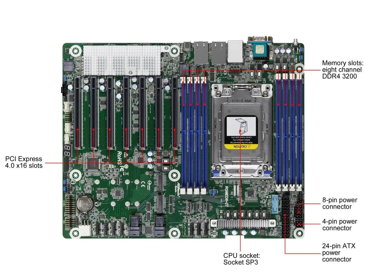 Asrock ROMED8-2T Mb Romed8-2t Amd Epyc7002 7001 Socket Sp3 Lga4094 Pci