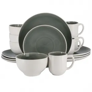 Gibson 114326.16RM Elite Serenity 16 Piece Stoneware Set - Greywhite