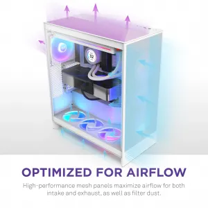 Nzxt CM-H72FW-01 H7 Flow Midtower Case - White (2024 Model)