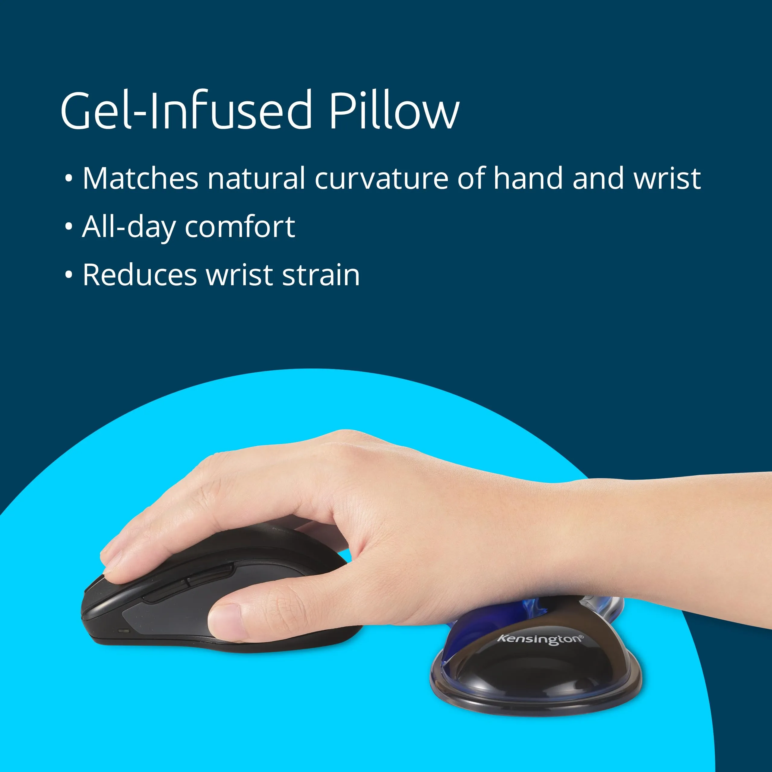 Kensington K62439NA Slim Duo Gel Mouse Wrist Rest - Blue Comfort Suppo