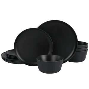 144614.12 | Gibson Fairhope 12 Piece Matte Black Melamine