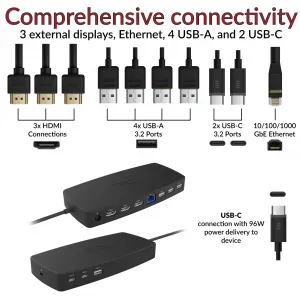 Cyber DS-6000 Triple 4k Usb-c Docking Station With 90w Power Delivery