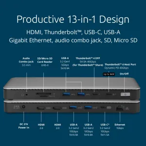 Kensington K35381NA Sd5768t Eq Thunderbolt 3 Dock With Power Delivery