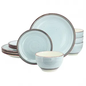 Gibson 142774.12 Home Holcomb 12 Piece Dinnerware Set - Light Blue