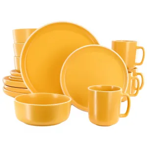 Gibson 127339.16R Home Zuma 16-piece Stoneware Dinner Set - Matte Yell