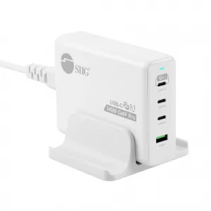 Siig AC-PW1X11-S1 240w Gan Pd 3.1 Charger With Usb-c And Usb-a Ports