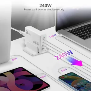 Siig AC-PW1X11-S1 240w Gan Pd 3.1 Charger With Usb-c And Usb-a Ports