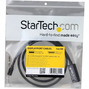 Startech MDP2HDMM1MB 3.3ft Passive Mini Displayport To Hdmi Cable Conn