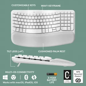 Logitech 920-012275 Wireless Wave Keyboard - Off White