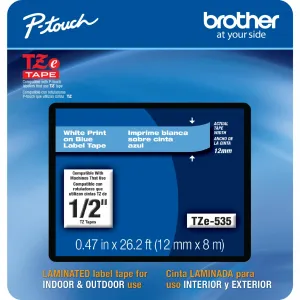 Brother TZE535CS Tze-535 Label Tape - Whiteblue Bulk 12mm