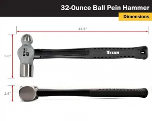 Titan 63024 32 Oz Ball Pein Hammer - Durable Steel Construction