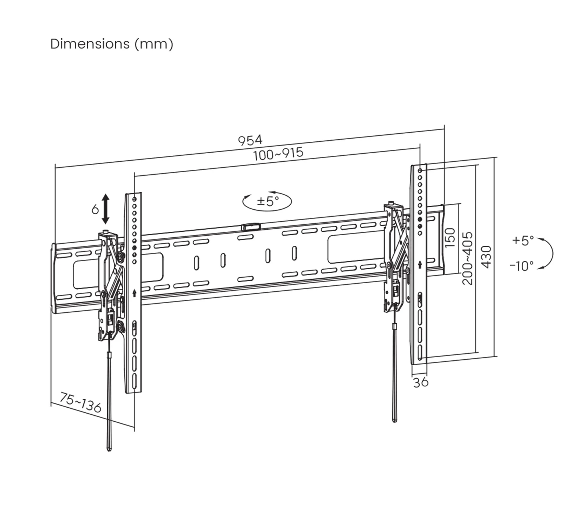 Manhattan 461863 Safety Series Tilting Tv Wall Mount With Extension Ar