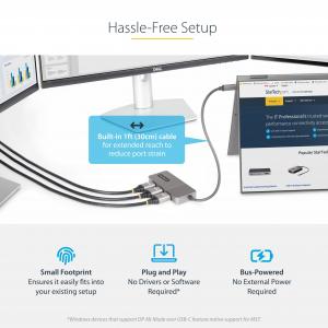 Startech MST14CD123HD Triple Hdmi Usb-c Mst Hub With 4k 60hz Support