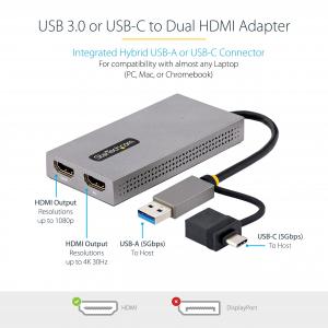 Startech 107B-USB-HDMI Dual Hdmi Adapter For Usb Devices