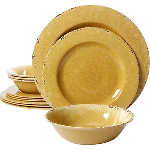 Studio California Mauna 12-Piece Yellow Crackle Melamine