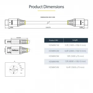 Startech HDMMV5M 16ft High-speed Hdmi 2.0 Cable With Ethernet