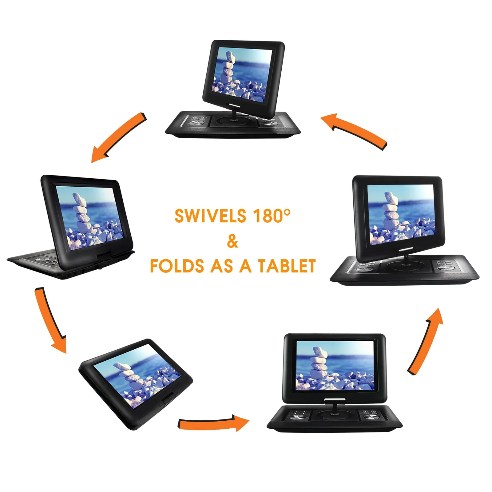 Trexonic 14.1 Inch Portable DVD Player with Swivel TFT-LCD Screen and USB,SD,AV Inputs