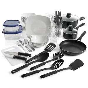 124323.45 | Gibson 45-Piece White Dinnerware and Cookware