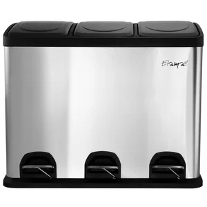 Elama Elama 15L Stainless Steel 3-Section Trash & Recycling