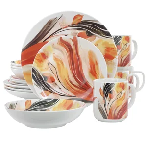 Elama Elama Tulip Fields 16-Piece Dinnerware Set in