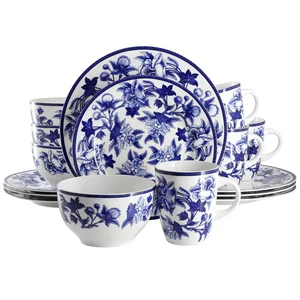 Elama Elama Cattleya Orchid 16-Piece Dinnerware Set -