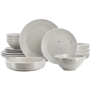 ELM-EMILIA-GRY | Elama Emilia Modern 16 Piece Double Bowl