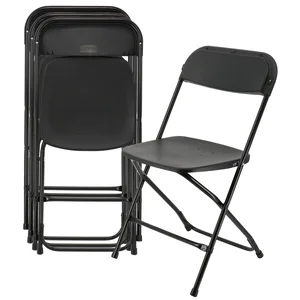 ELM-L003B | Elama Set of 4 Black Plastic Folding Chairs