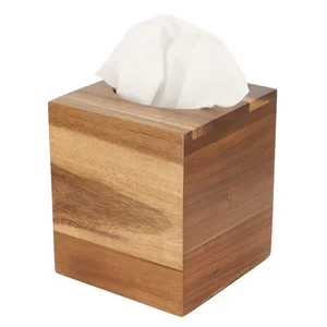 Megachef Acacia Wood Tissue Box Holder for Elegant Home