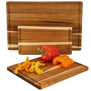 Megachef 3 Piece Acacia Wood Cutting Board Set with Juice