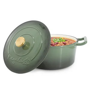 Megachef Gradient Thyme Green 5.3 Quart Cast Iron Casserole