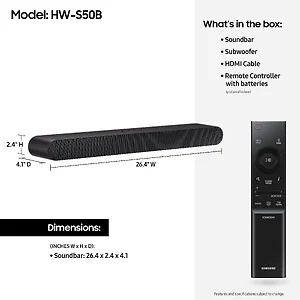 HW-S50B | Samsung 140W 3-Channel Home Theater Soundbar